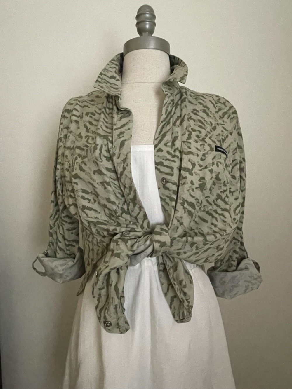 Calvin Klein Jeans Olive and Sage Printed Button Shirt